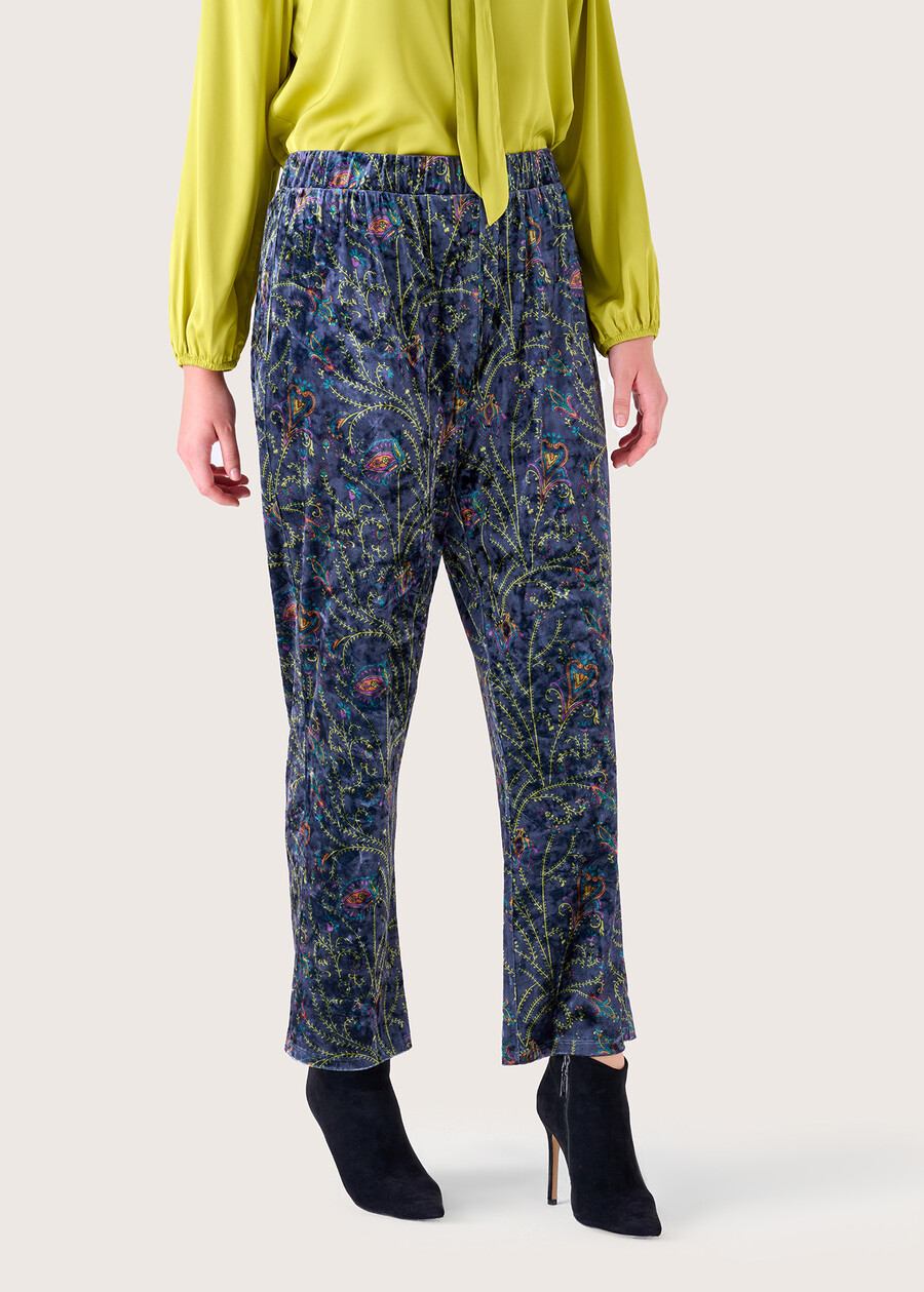 Victoria patterned velvet trousers BLU GRAFITE Woman , image number 2