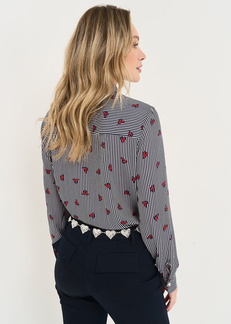 Camicia Clarence in crepe con rouches e stampa cuo BLU Donna , immagine n. 3