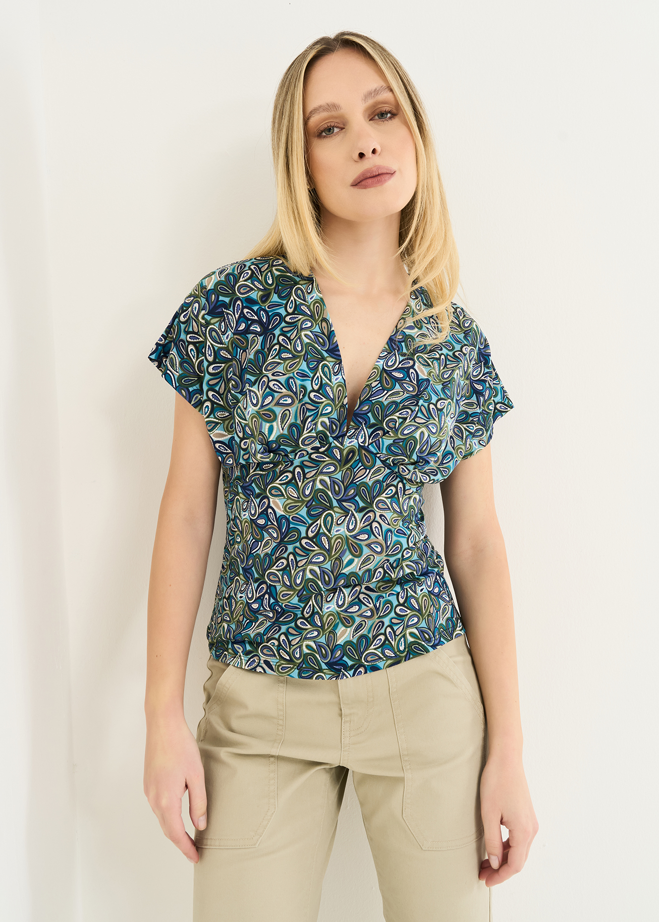 CECIL Maglia con scollo a V Donna Camicia Taglia IT 40 blu